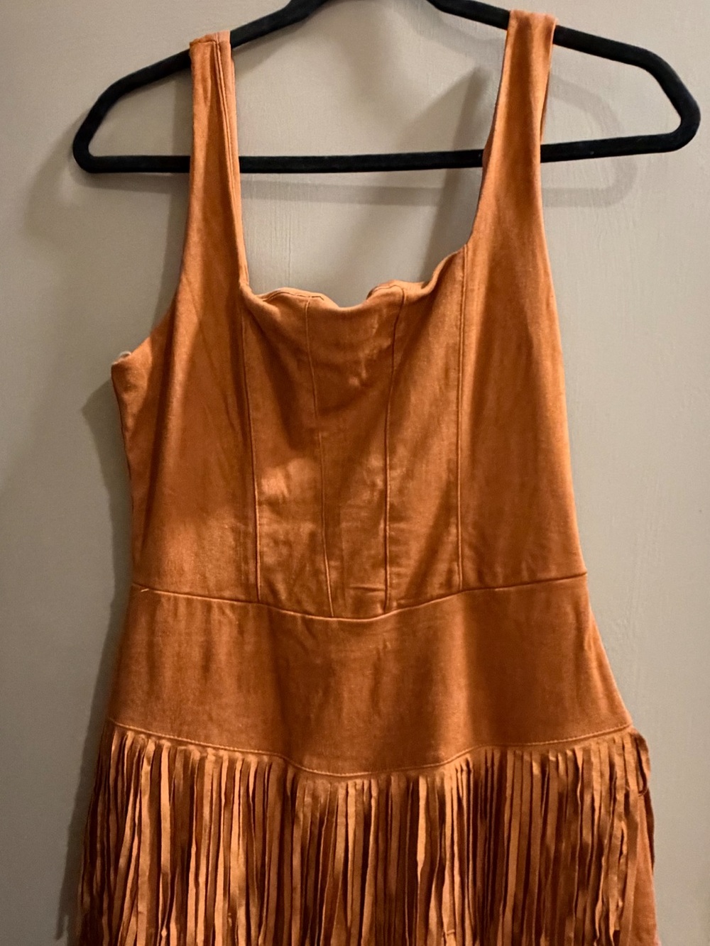 Women’s Fringe Tank Dress in Rust